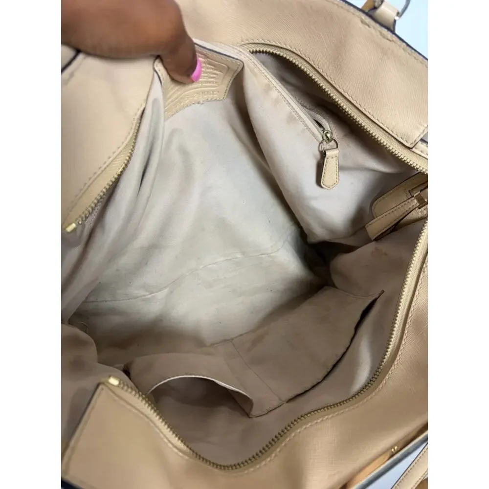 Coach Madison Tan Beige Leather Zip Top Tote Bag 29002